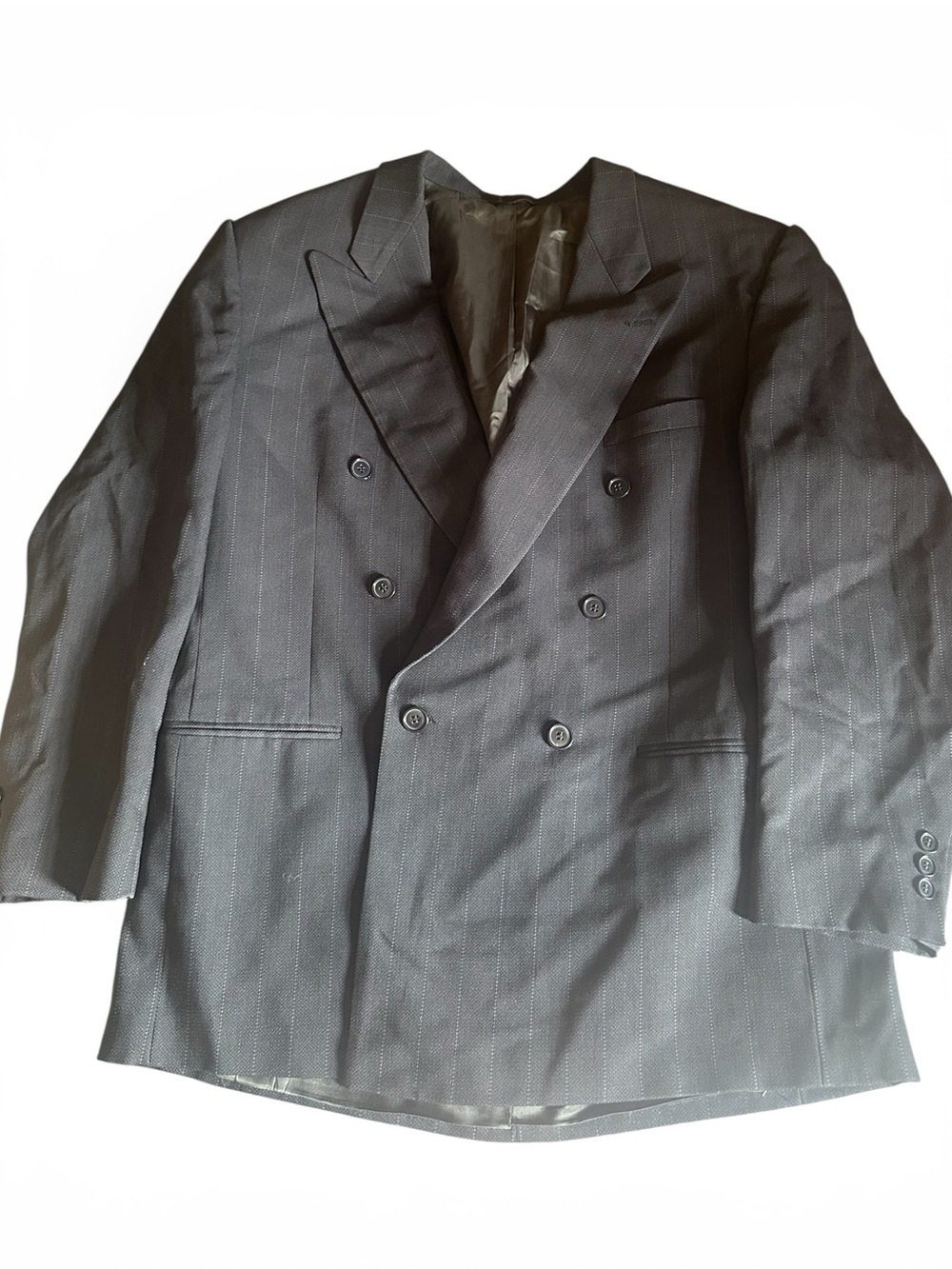 Women’s Double-Breasted Pinstripe Blazer - Navy Size Estimated L/XL